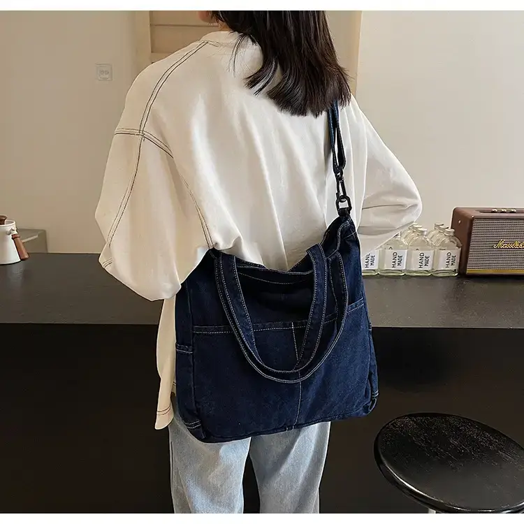 Women's Washable Blue Denim Shoulder Bag Large Capacity — feature 61