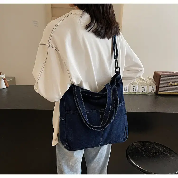 Women's Washable Blue Denim Shoulder Bag Large Capacity — feature 62