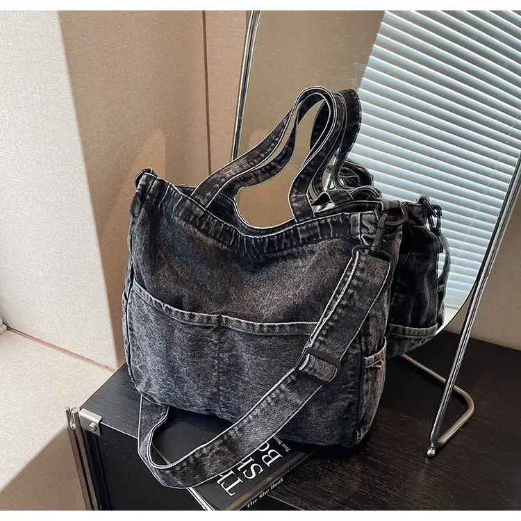 Women's Washable Blue Denim Shoulder Bag Large Capacity — feature 65