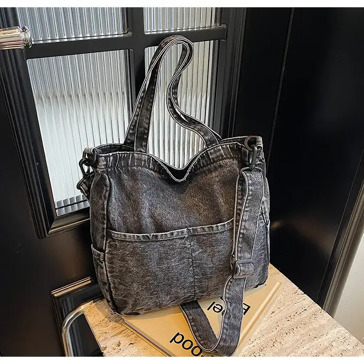 Women's Washable Blue Denim Shoulder Bag Large Capacity — feature 67