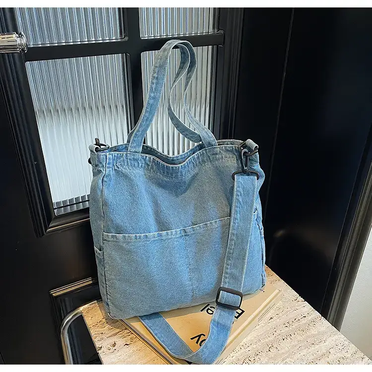 Women's Washable Blue Denim Shoulder Bag Large Capacity — feature 68