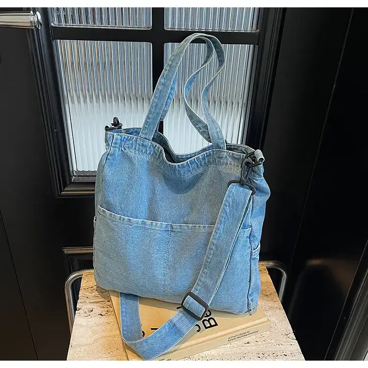 Women's Washable Blue Denim Shoulder Bag Large Capacity — feature 69