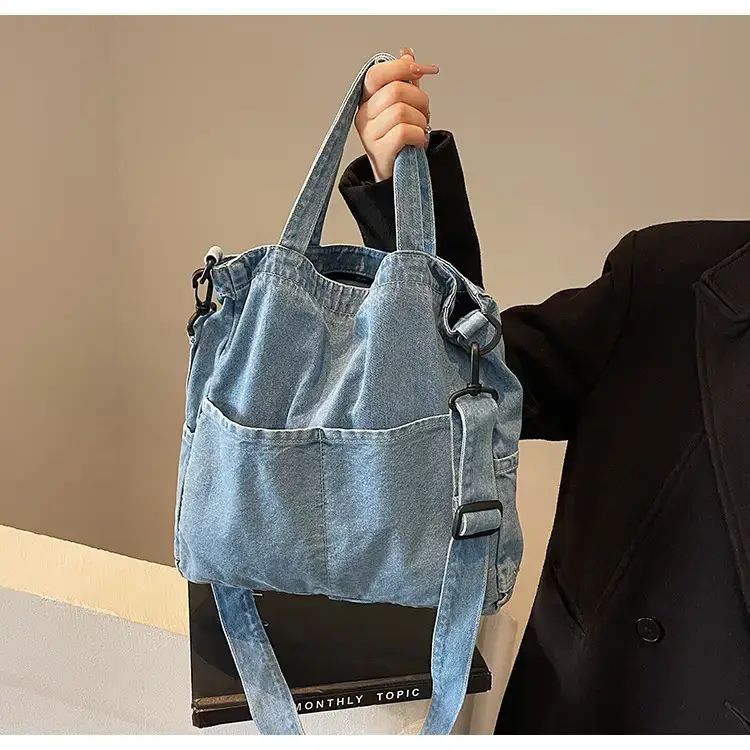 Women's Washable Blue Denim Shoulder Bag Large Capacity — feature 70