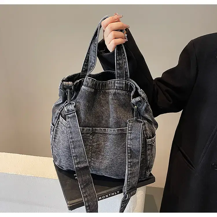 Women's Washable Blue Denim Shoulder Bag Large Capacity — feature 73