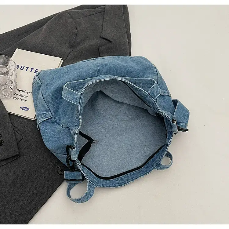 Women's Washable Blue Denim Shoulder Bag Large Capacity — feature 75