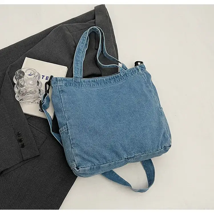 Women's Washable Blue Denim Shoulder Bag Large Capacity — feature 77