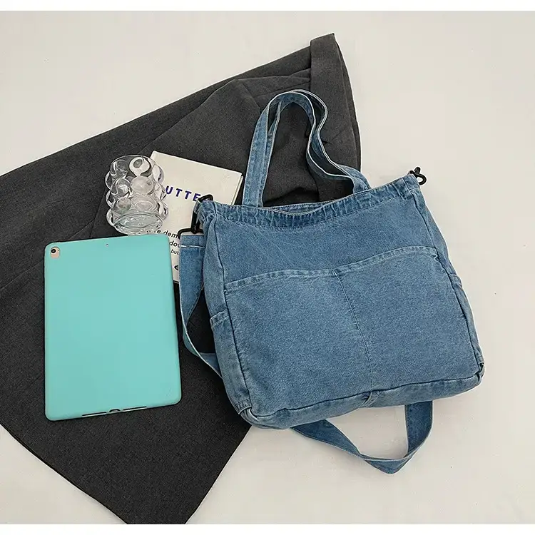 Women's Washable Blue Denim Shoulder Bag Large Capacity — feature 78