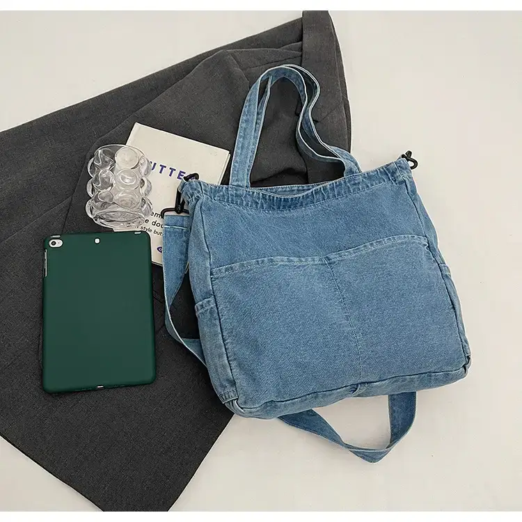 Women's Washable Blue Denim Shoulder Bag Large Capacity — feature 79