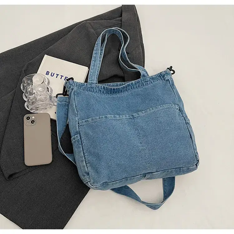 Women's Washable Blue Denim Shoulder Bag Large Capacity — feature 81