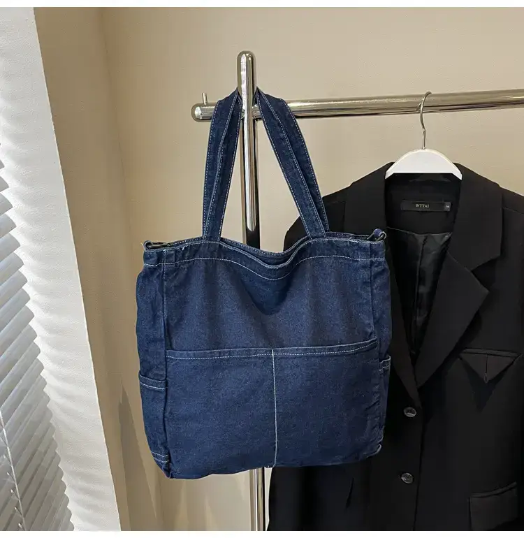 Women's Washable Blue Denim Shoulder Bag Large Capacity — feature 82