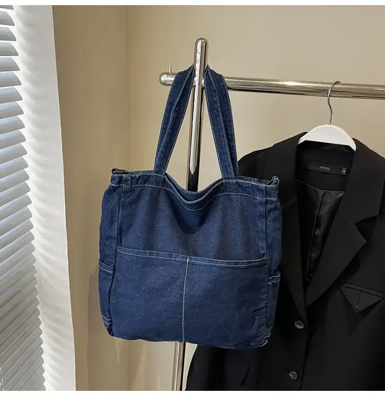 Women's Washable Blue Denim Shoulder Bag Large Capacity — feature 83