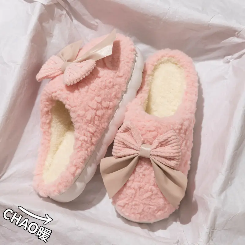 Men's and Women's Plush Cotton Slippers with a Stepping-On-Poop Feeling, Autumn and Winter 2025, Home Warm Thick-Soled Non-Slip Cotton Slippers, Extra Thick and Comfortable
