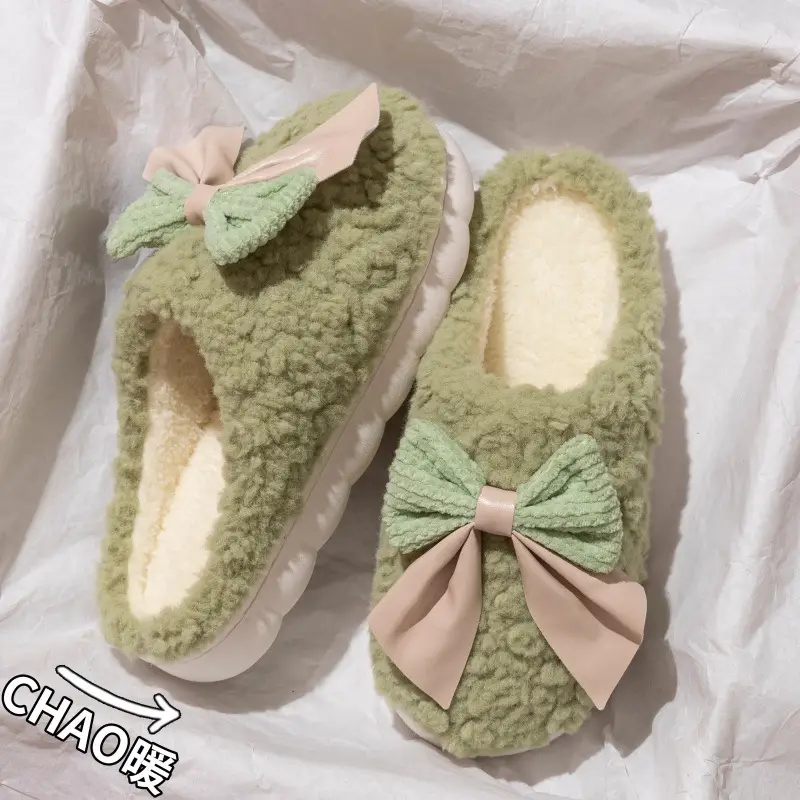 Men's and Women's Plush Cotton Slippers with a Stepping-On-Poop Feeling, Autumn and Winter 2025, Home Warm Thick-Soled Non-Slip Cotton Slippers, Extra Thick and Comfortable