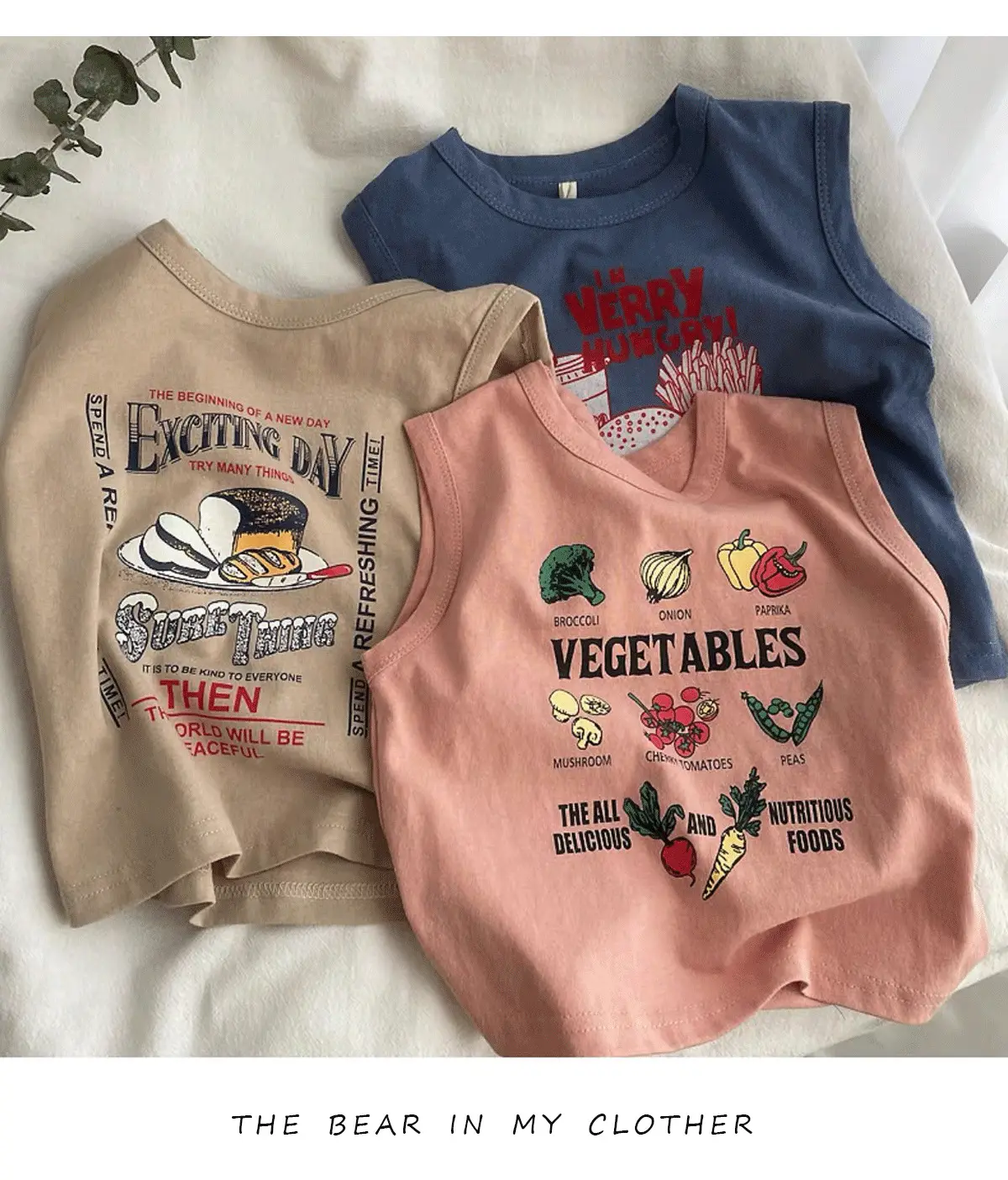 Children's Vegetable Print Sleeveless Vest Pink — feature 6