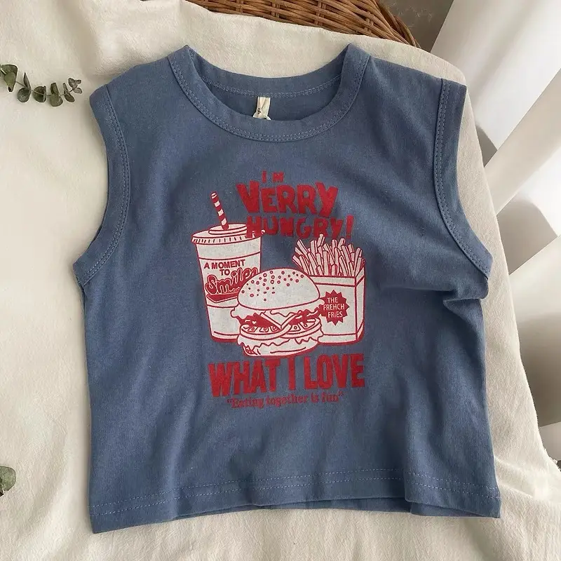 Children's Vegetable Print Sleeveless Vest Pink - Image 3