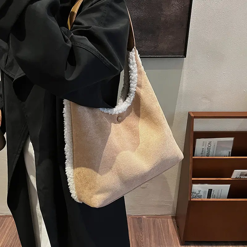 Brown Plush Shoulder Bag for Women New Cross-Border Fashion - Image 5