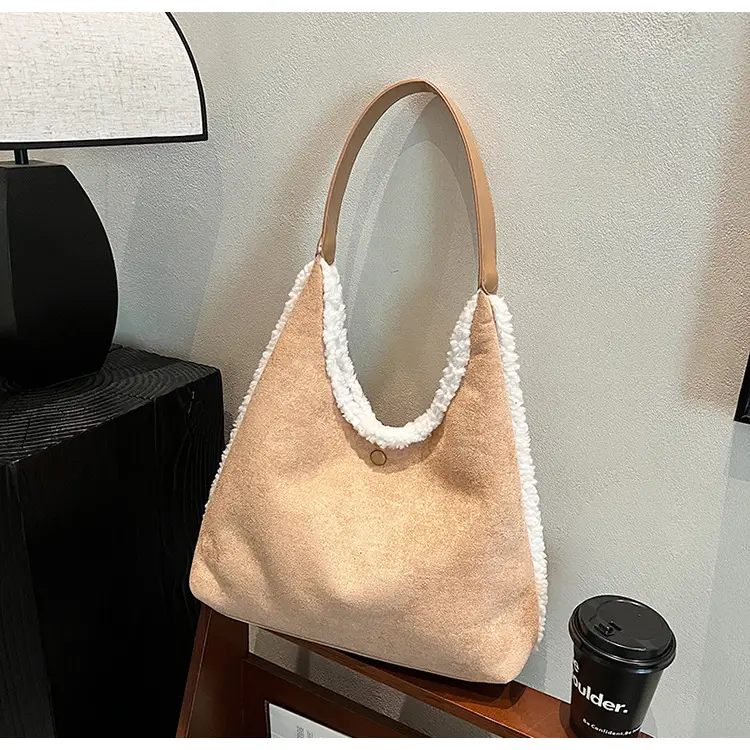 Brown Plush Shoulder Bag for Women New Cross-Border Fashion — feature 100