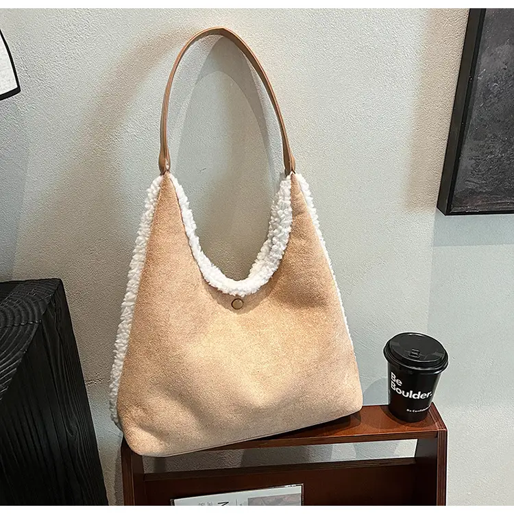 Brown Plush Shoulder Bag for Women New Cross-Border Fashion — feature 101