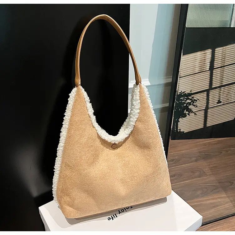 Brown Plush Shoulder Bag for Women New Cross-Border Fashion — feature 109