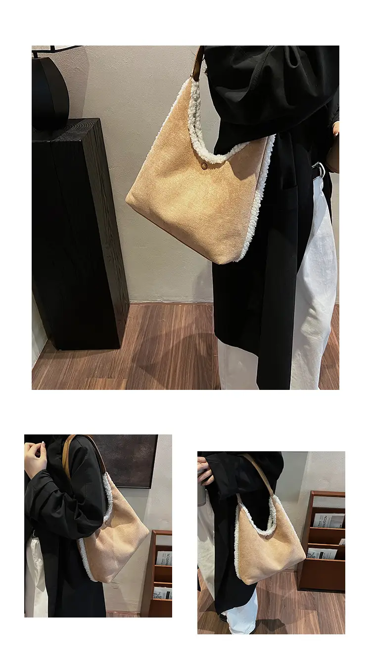 Brown Plush Shoulder Bag for Women New Cross-Border Fashion — feature 11
