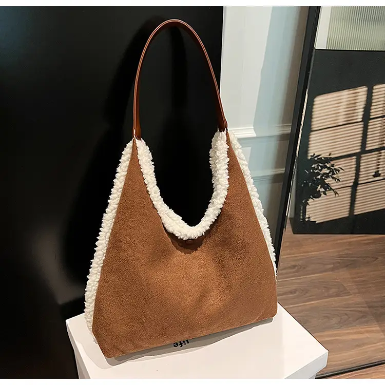 Brown Plush Shoulder Bag for Women New Cross-Border Fashion — feature 111