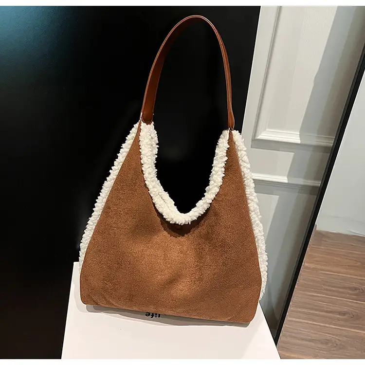 Brown Plush Shoulder Bag for Women New Cross-Border Fashion — feature 112