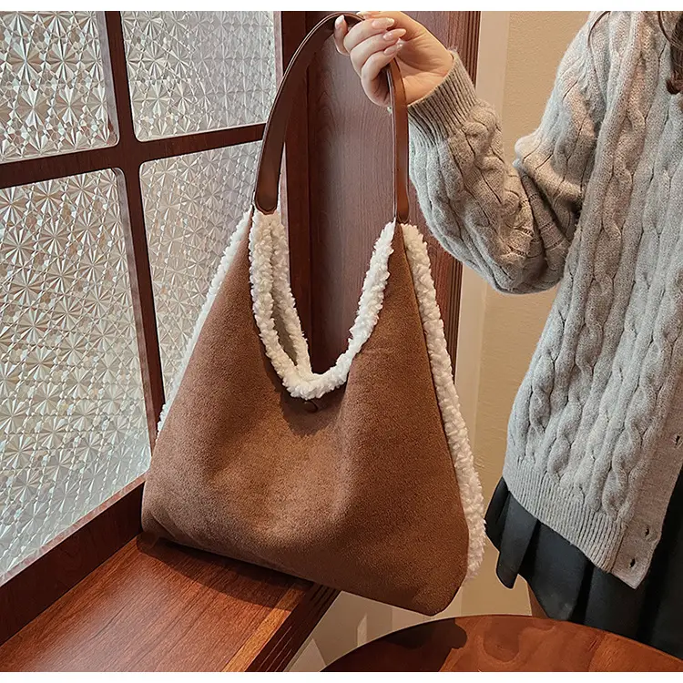 Brown Plush Shoulder Bag for Women New Cross-Border Fashion — feature 14