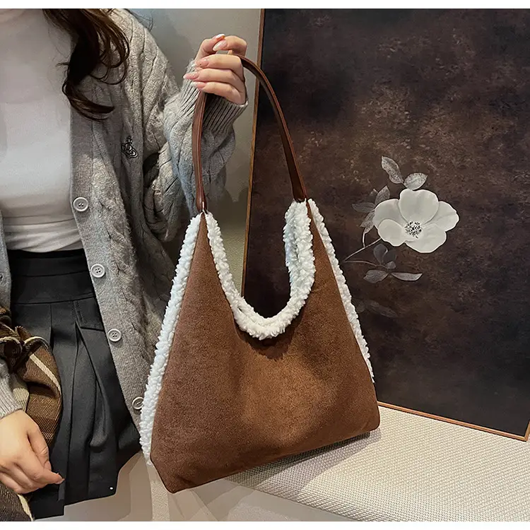 Brown Plush Shoulder Bag for Women New Cross-Border Fashion — feature 16