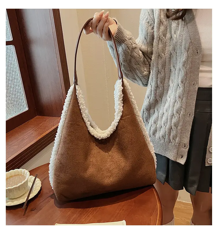 Brown Plush Shoulder Bag for Women New Cross-Border Fashion — feature 2