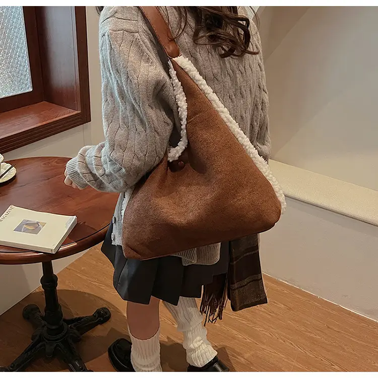 Brown Plush Shoulder Bag for Women New Cross-Border Fashion — feature 20