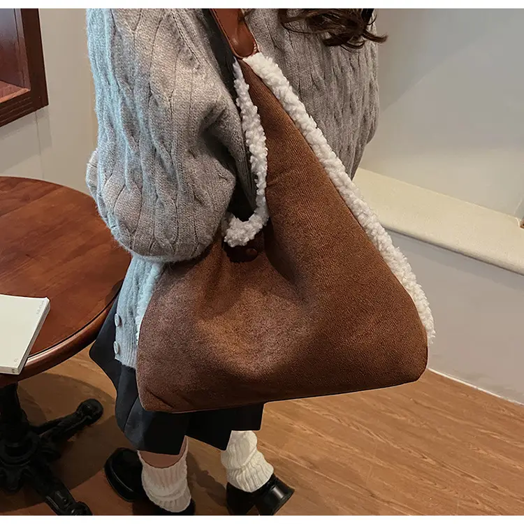 Brown Plush Shoulder Bag for Women New Cross-Border Fashion — feature 21