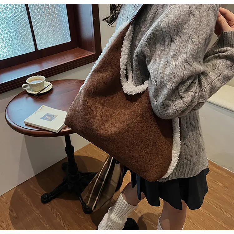 Brown Plush Shoulder Bag for Women New Cross-Border Fashion — feature 22