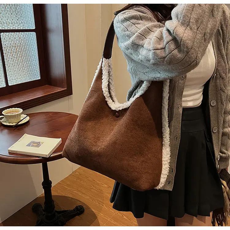 Brown Plush Shoulder Bag for Women New Cross-Border Fashion — feature 24