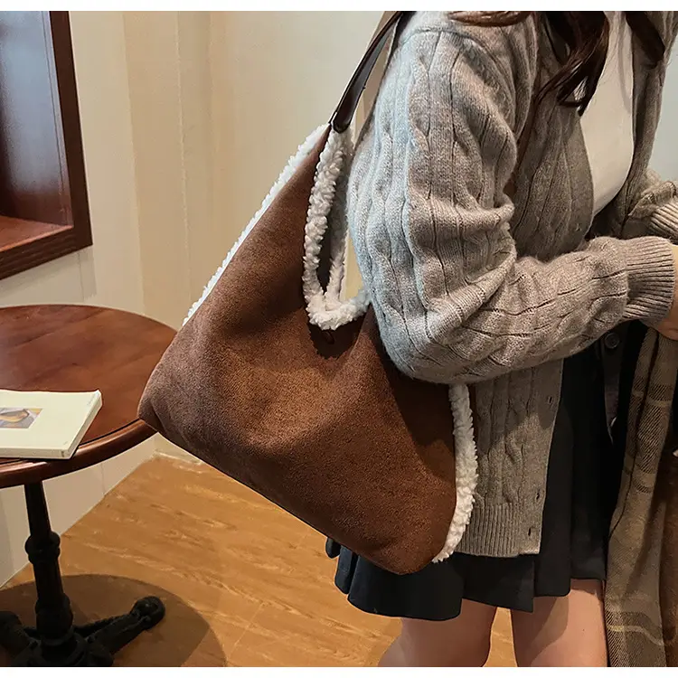 Brown Plush Shoulder Bag for Women New Cross-Border Fashion — feature 26