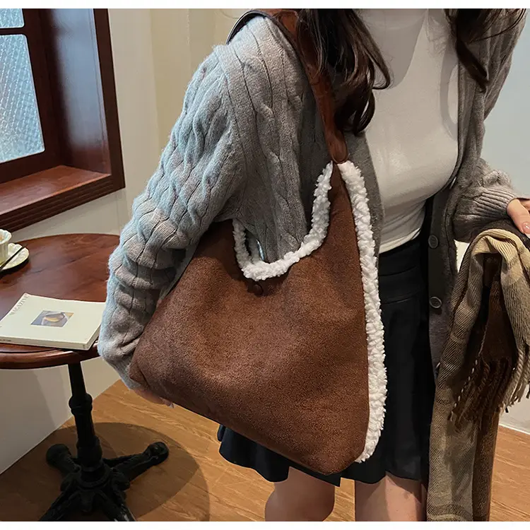 Brown Plush Shoulder Bag for Women New Cross-Border Fashion — feature 27