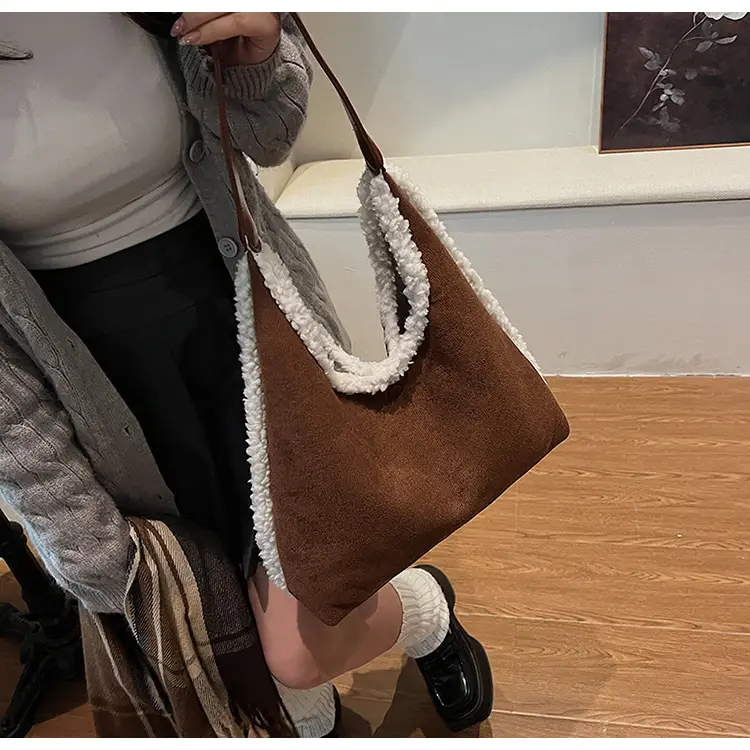 Brown Plush Shoulder Bag for Women New Cross-Border Fashion — feature 28