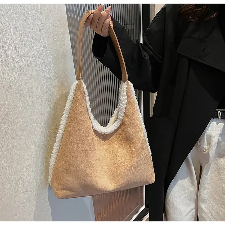 Brown Plush Shoulder Bag for Women New Cross-Border Fashion — feature 29