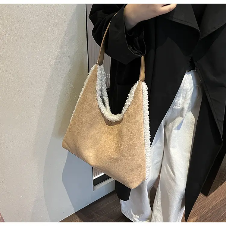 Brown Plush Shoulder Bag for Women New Cross-Border Fashion — feature 30