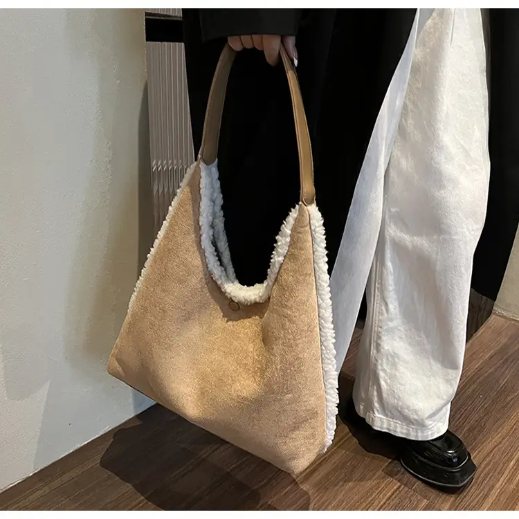 Brown Plush Shoulder Bag for Women New Cross-Border Fashion — feature 31