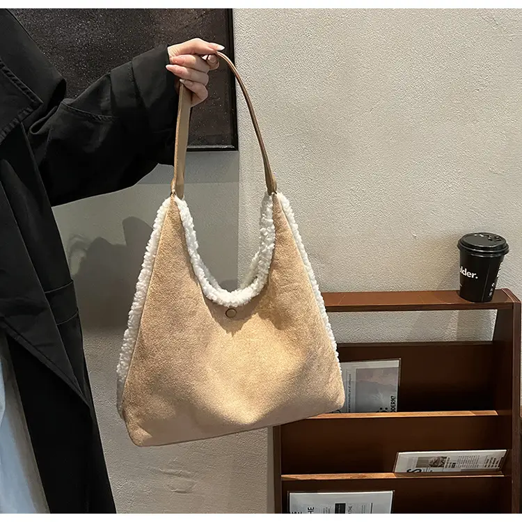 Brown Plush Shoulder Bag for Women New Cross-Border Fashion — feature 32