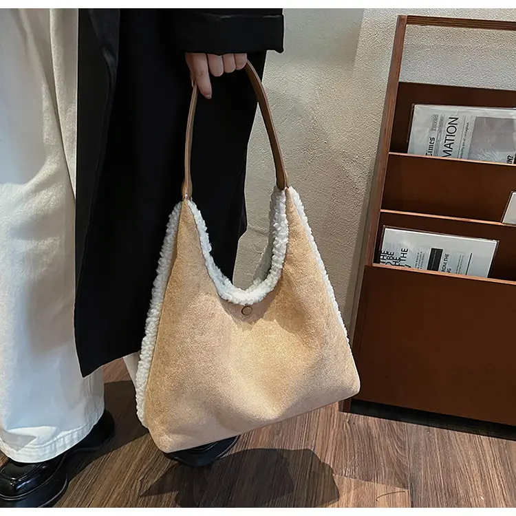 Brown Plush Shoulder Bag for Women New Cross-Border Fashion — feature 33