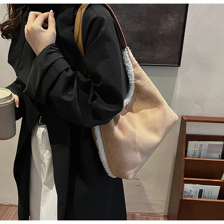 Brown Plush Shoulder Bag for Women New Cross-Border Fashion — feature 36