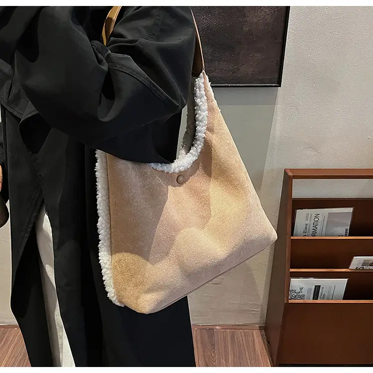Brown Plush Shoulder Bag for Women New Cross-Border Fashion — feature 37