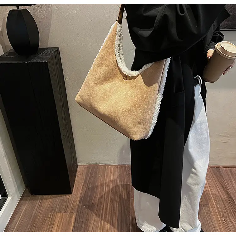 Brown Plush Shoulder Bag for Women New Cross-Border Fashion — feature 38
