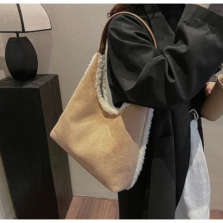Brown Plush Shoulder Bag for Women New Cross-Border Fashion — feature 39