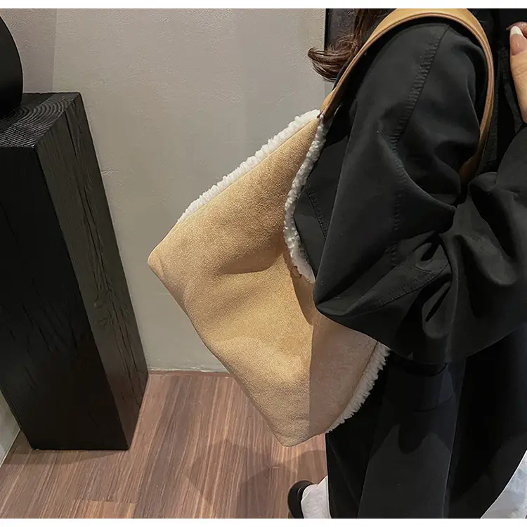 Brown Plush Shoulder Bag for Women New Cross-Border Fashion — feature 40