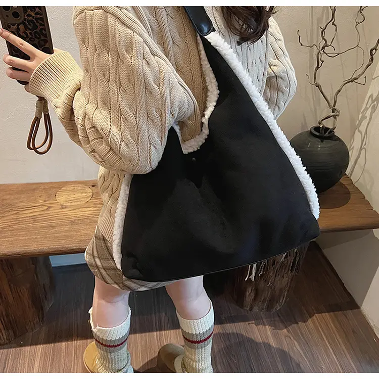 Brown Plush Shoulder Bag for Women New Cross-Border Fashion — feature 44