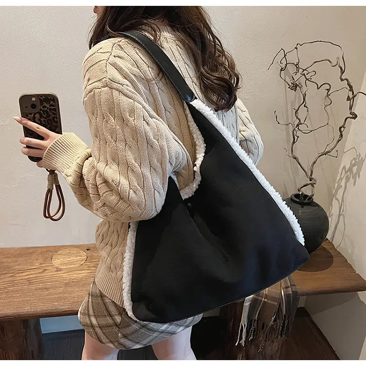 Brown Plush Shoulder Bag for Women New Cross-Border Fashion — feature 45