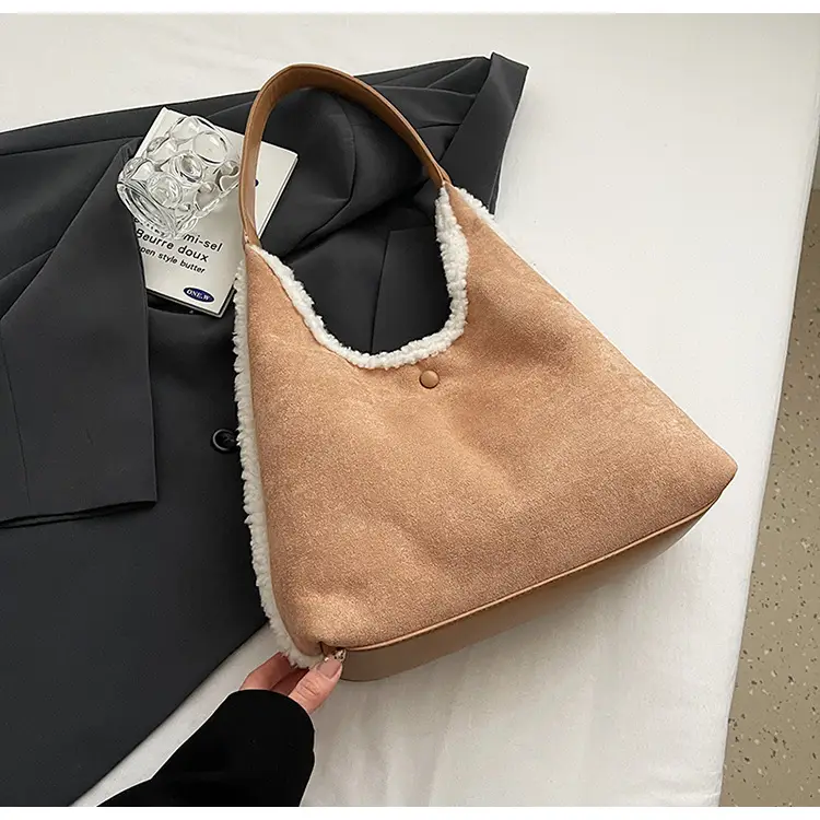 Brown Plush Shoulder Bag for Women New Cross-Border Fashion — feature 47