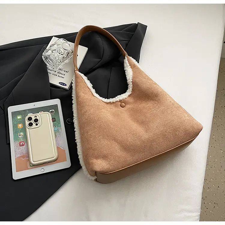 Brown Plush Shoulder Bag for Women New Cross-Border Fashion — feature 48